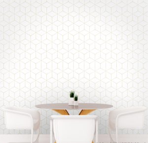 Hexagonal wall pattern removable wa;;paper home decor